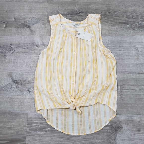 Lucky Brand yellow stripe scoop neck - Picture 3 of 4